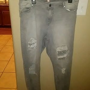 Juicy Couture Embellished Grey Skinny Jeans
