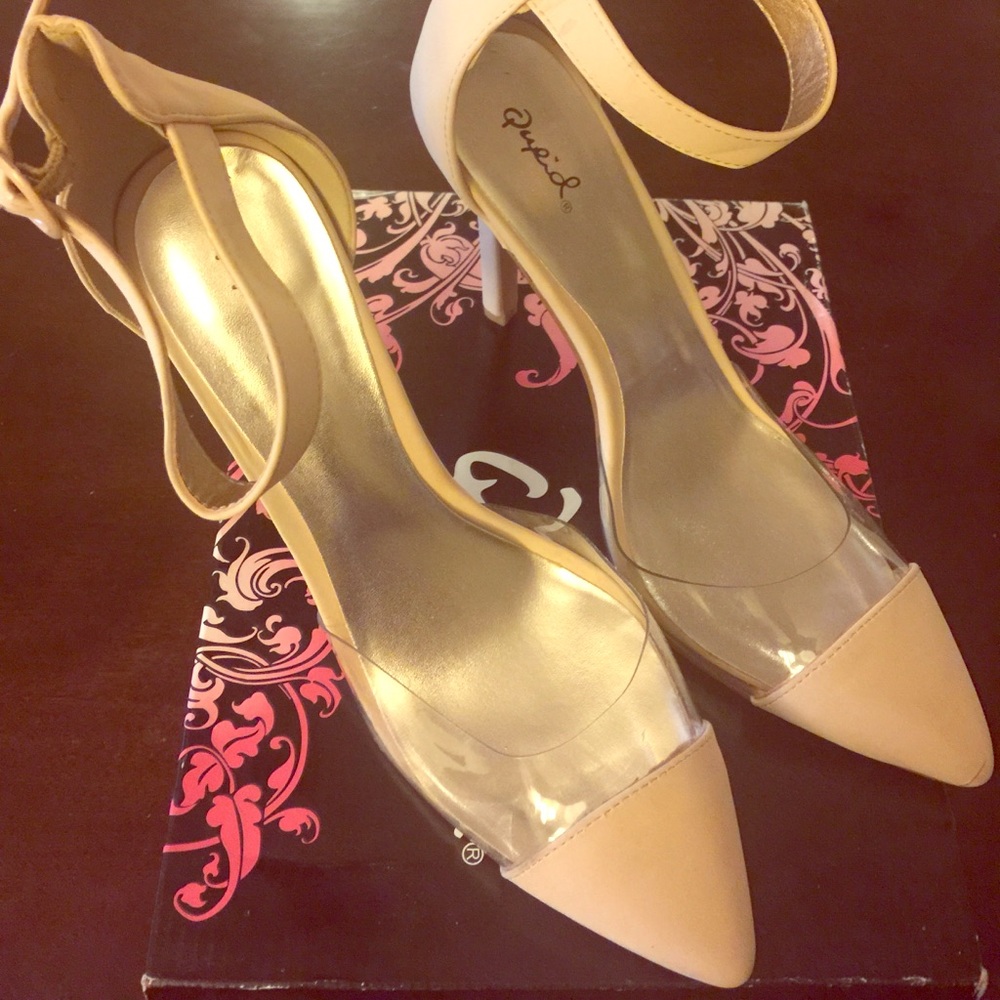 Qupid Faux Suede Heel-Nude