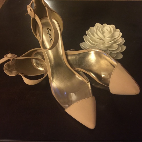 Qupid Faux Suede Heel-Nude - Picture 2 of 8