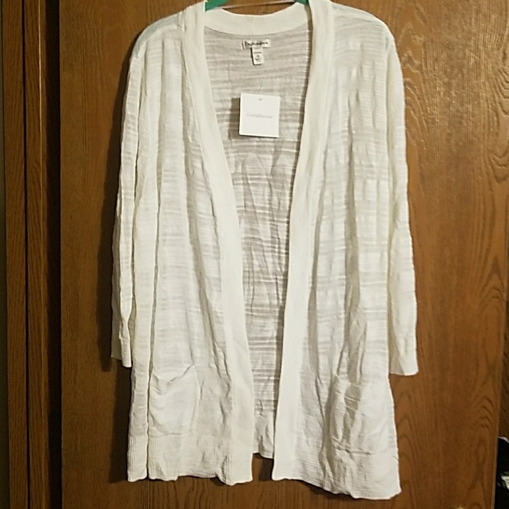 NWT White Cardigan w/pockets sz 2X Croft&Barrow