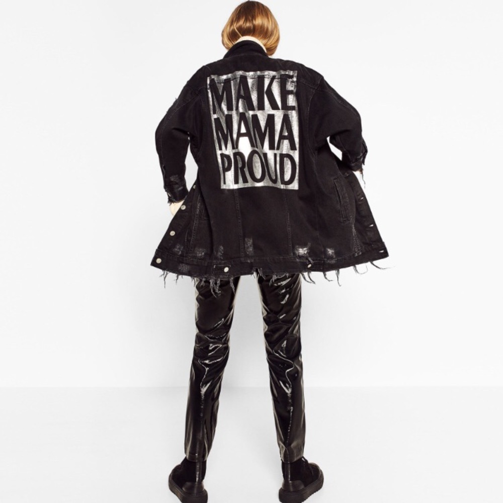 Zara “Make Mama Proud” oversized denim jacket