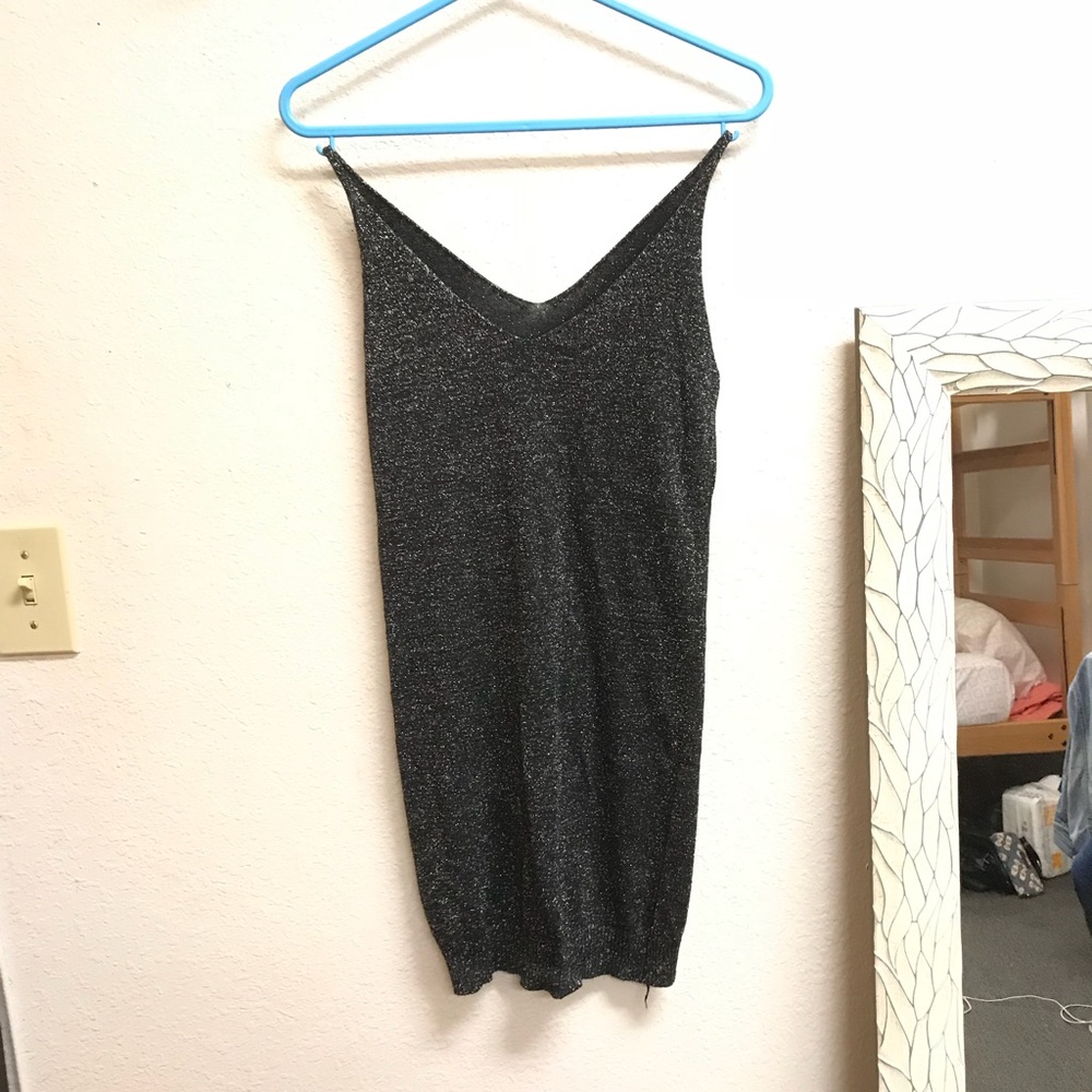 Black shimmering party long party top