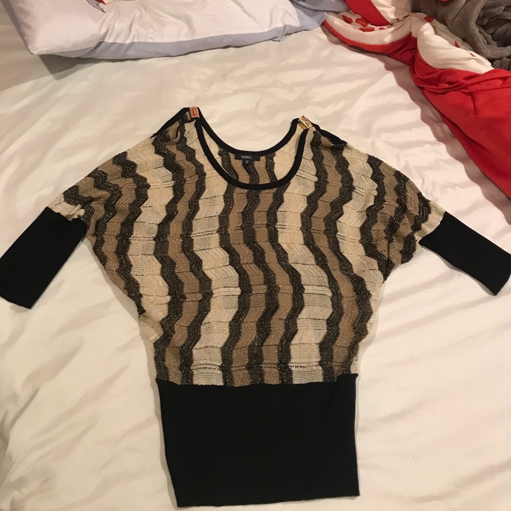 Gold tan and black sweater