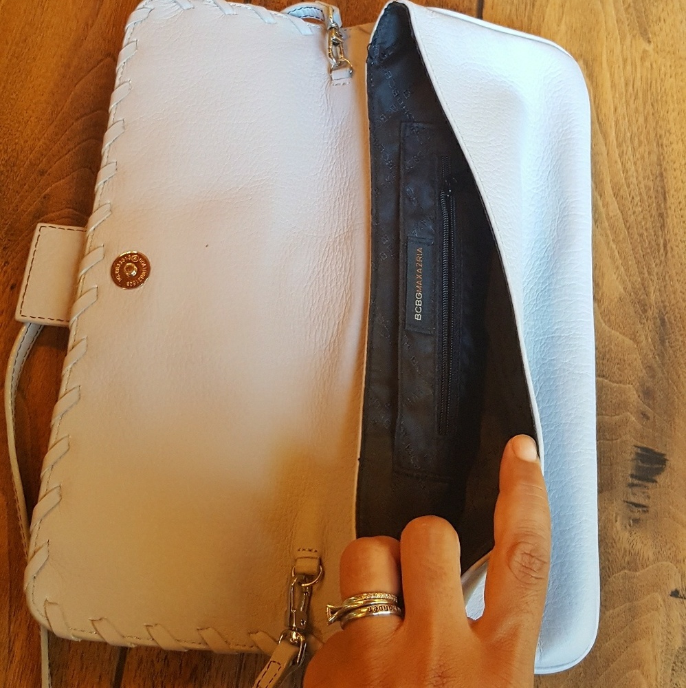 Rectangular Light Periwinkle Blue Leather Clutch - image 2