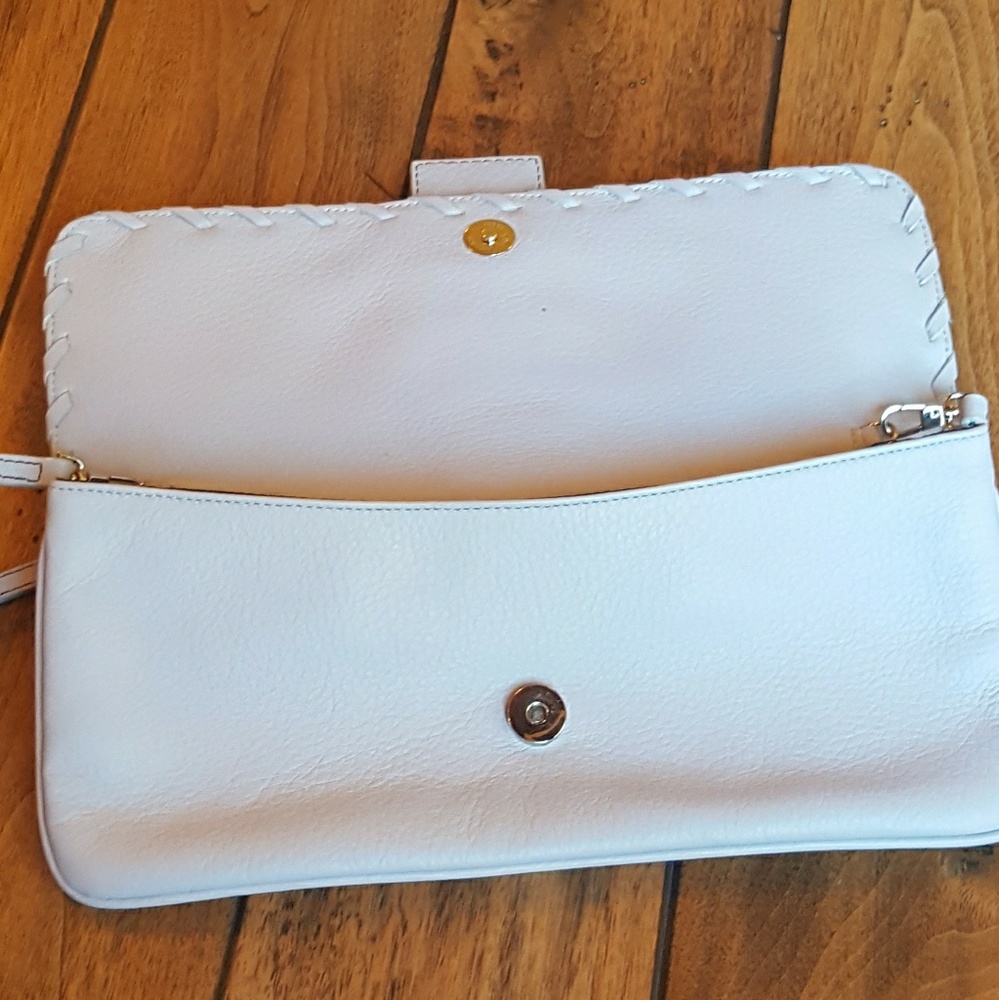 Rectangular Light Periwinkle Blue Leather Clutch - image 6