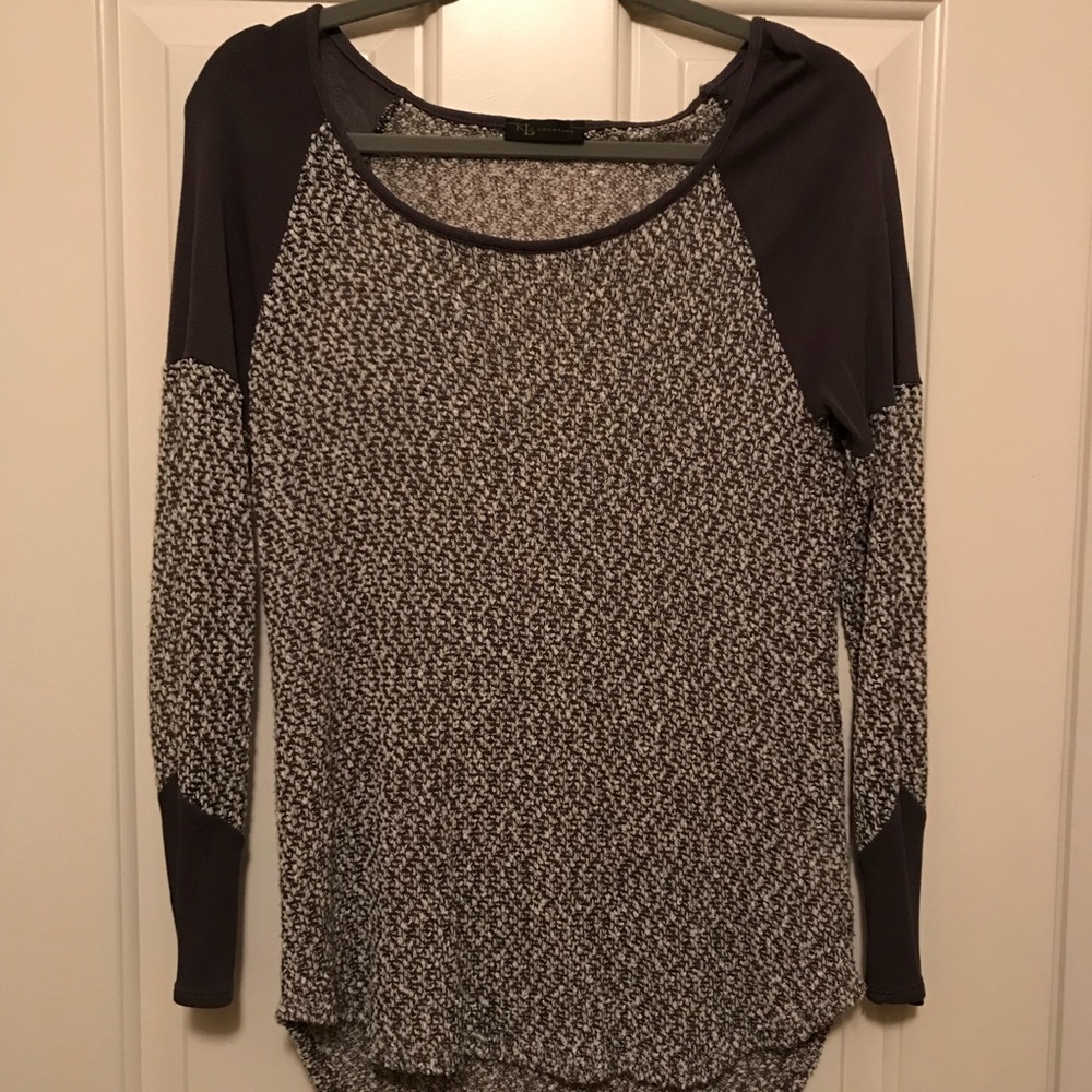 Charcoal/White Knit Top