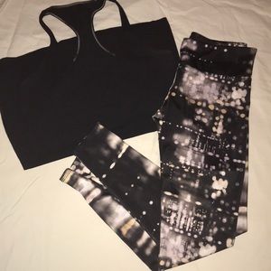Onzie M/L leggings, size 10 Lululemon black tank