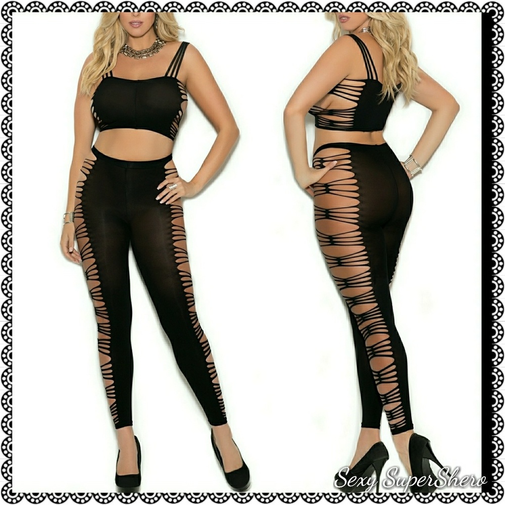 🆕 Sexy Cut-out Cami Top & Leggings Lingerie Set - Picture 5 of 6