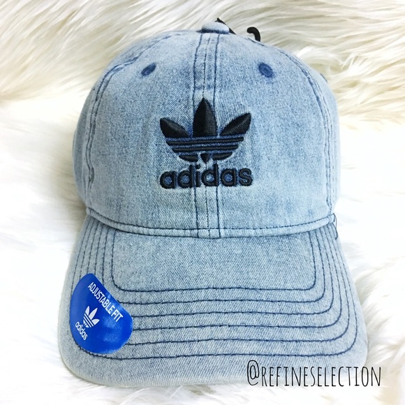 adidas Accessories - Adidas Trefoil Washed Blue Denim Relaxed Dad Hat