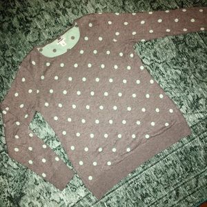 Mint and grey polka dot crew neck sweater