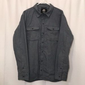 Nike SB Insulated Lined Zip Up Flannel Blue Coat