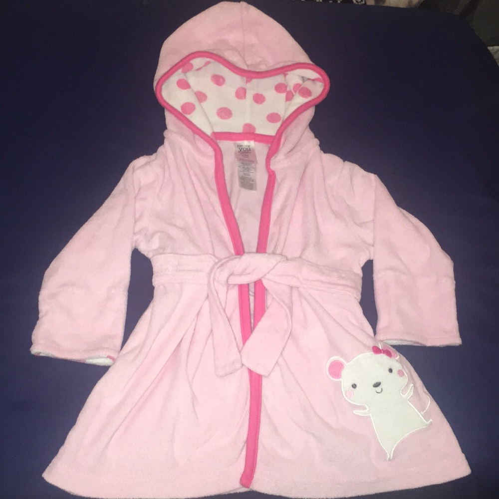 Carters Pink Mouse Terry Robe Size 0-9 Months