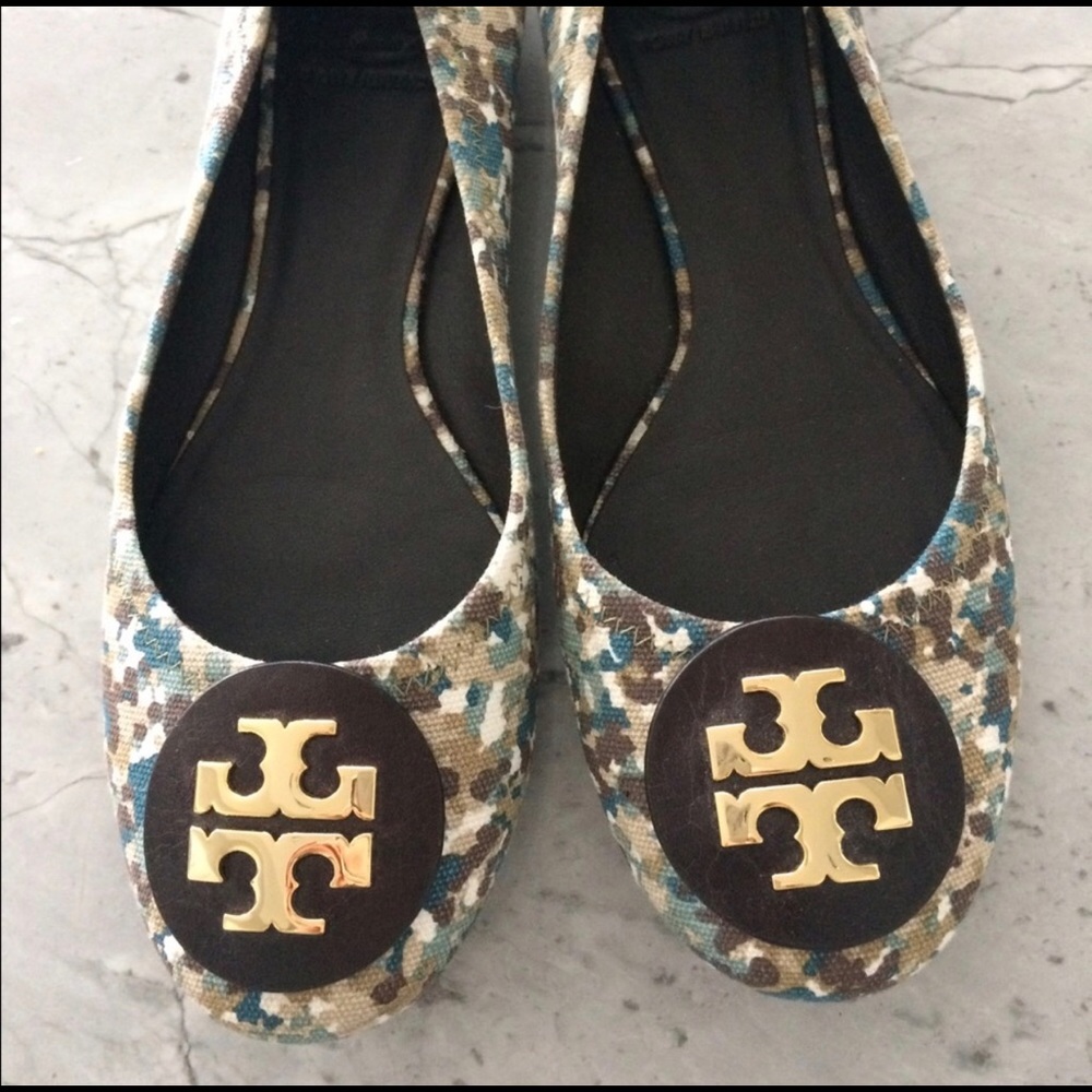 Tory Burch Fabric and Leather Flats