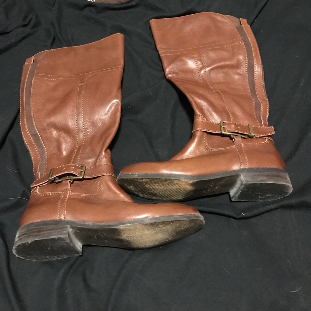 Wide calf brown boots