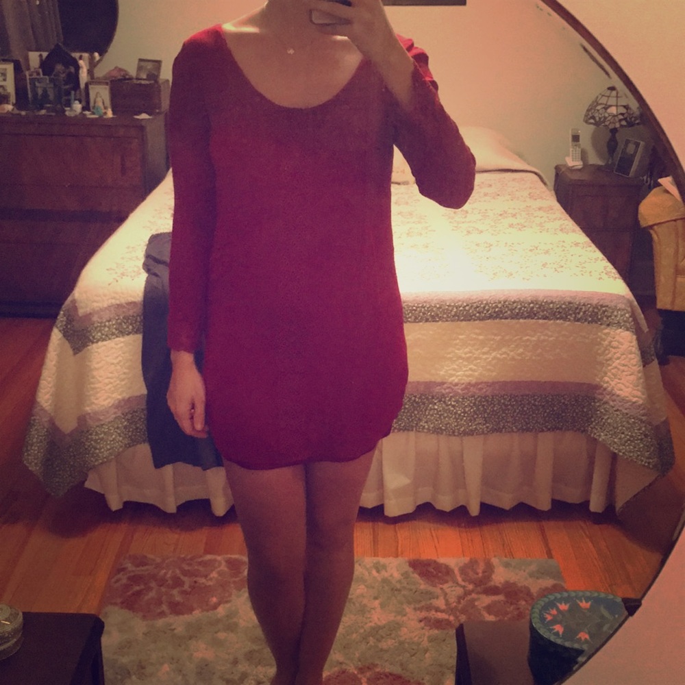 Red dress with lace detail