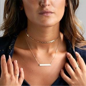 Boho two layered gold plated choker