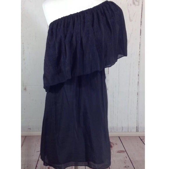 Embroidered Silk Blend One Shoulder Dress Size 2 - Picture 1 of 6