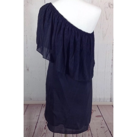 Embroidered Silk Blend One Shoulder Dress Size 2 - Picture 3 of 6