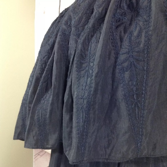 Embroidered Silk Blend One Shoulder Dress Size 2 - Picture 4 of 6