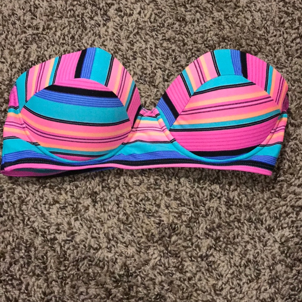 Bandeau Striped Bathing Suit w| Push-Up Bra