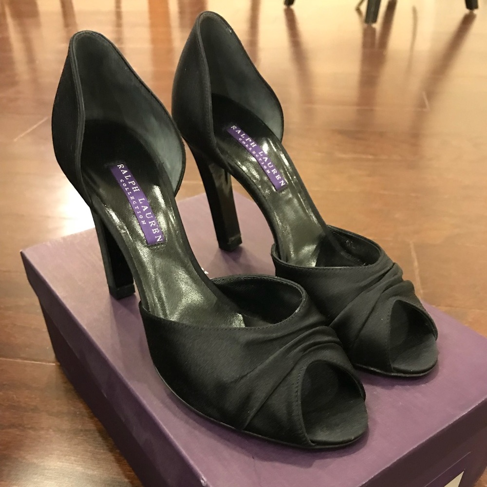 Ralph Lauren Collection Black Satin D’Orsay Pumps