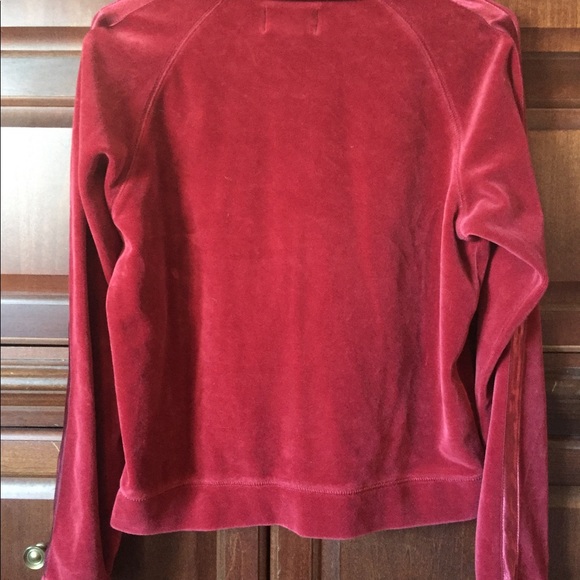 NYL Red Velour Zippered Jacket Size M - Picture 2 of 4
