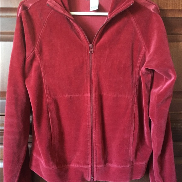 NYL Red Velour Zippered Jacket Size M - Picture 1 of 4