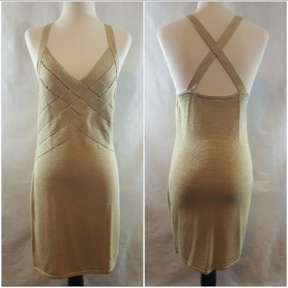 Charlotte Russe Shimmery Gold Mini Dress