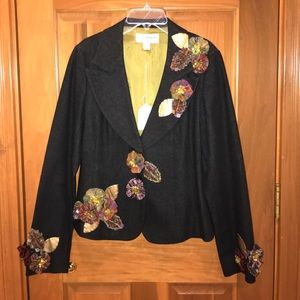 Embellished blue Jean blazer