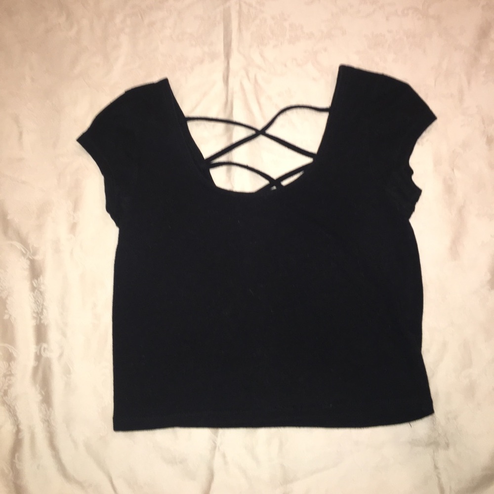 Black cross back crop top