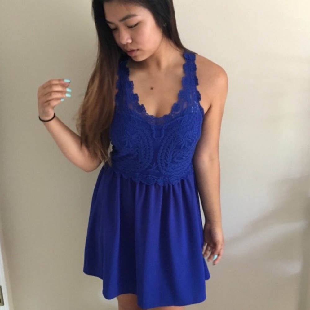 Royal Blue lace detailed dress