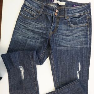 Straight Fit Gold Detail Torn Denim