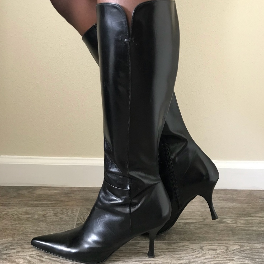 Stuart Weitzman Leather Bonjour Boots Black