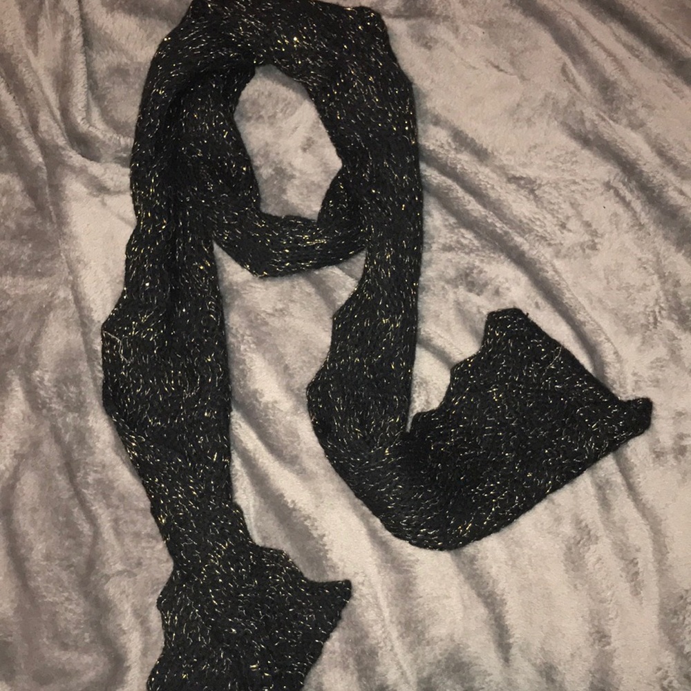 Women’s Black Knit Scarf w/ Gold Accents