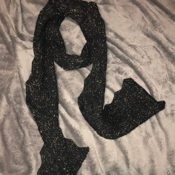 Women’s Black Knit Scarf w/ Gold Accents - Picture 1 of 2