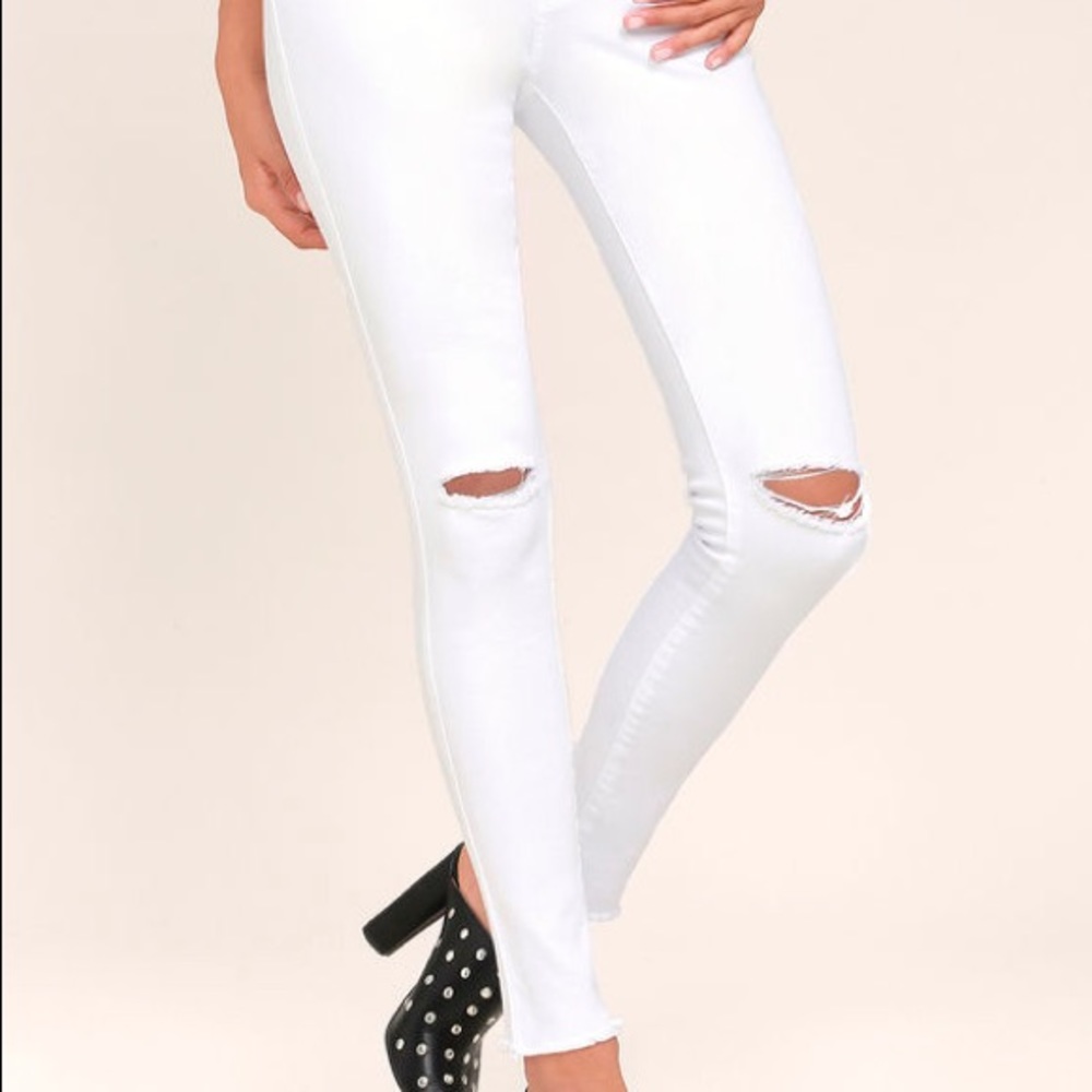 White Distressed Skinny Ankle Jeans