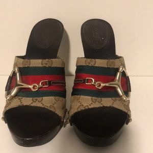 Authentic Gucci Monogram Icon Bit Web Clog