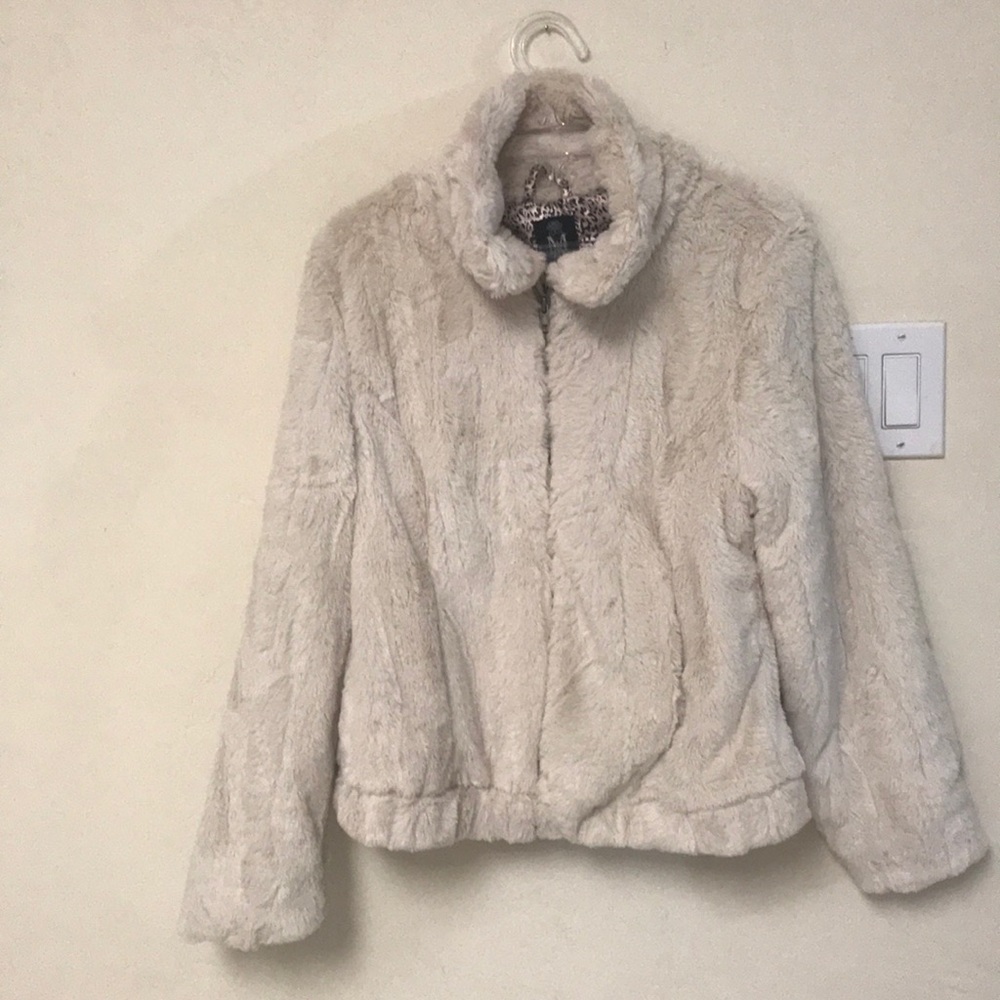 Light Sand Faux Fur Coat