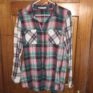 Button Down Plaid Top