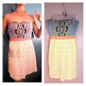 Flying Tomato Aztec Strapless Dress - Medium (EUC)