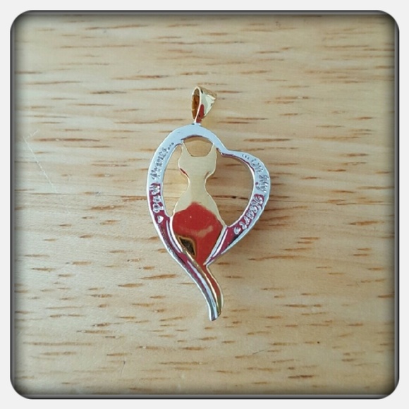 NWOT Genuine Sterling & 24K Gold Kitty Pendant - Picture 3 of 4