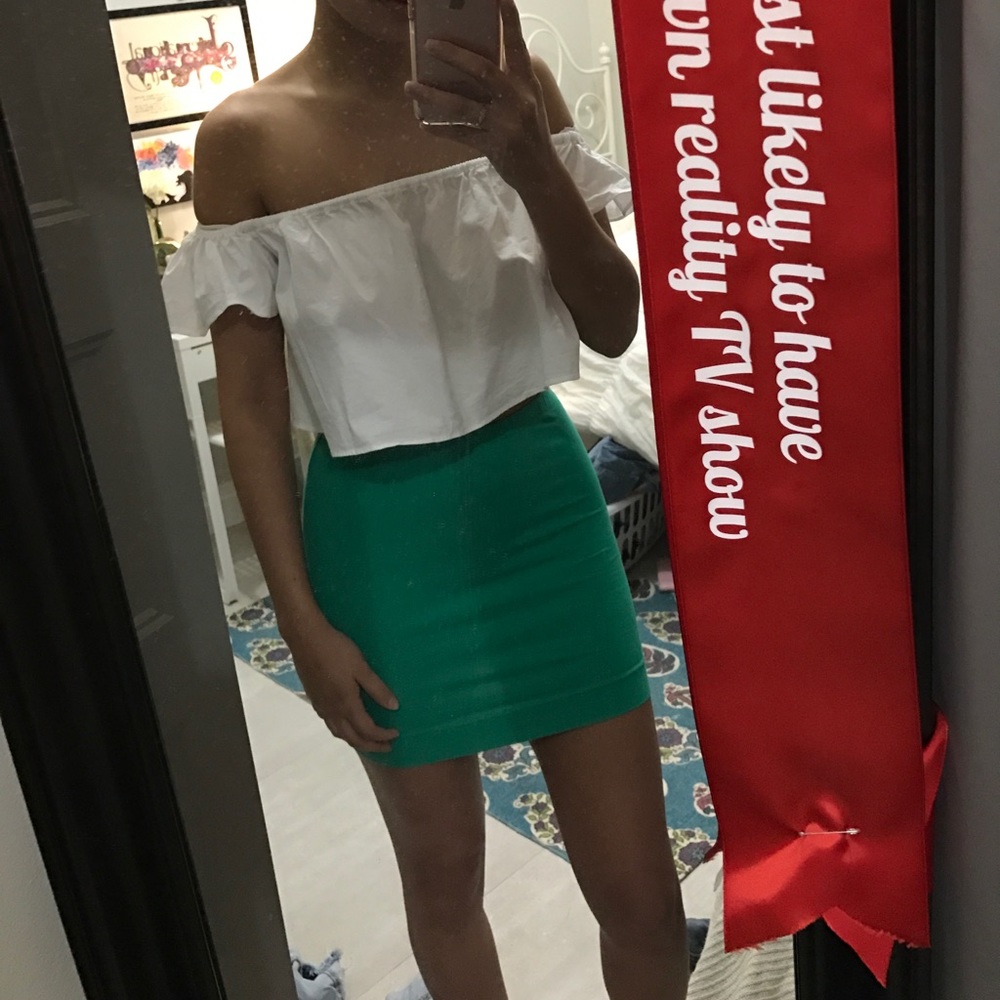 Green basic high waisted bandage skirt