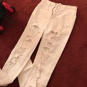 Distressed White Denim