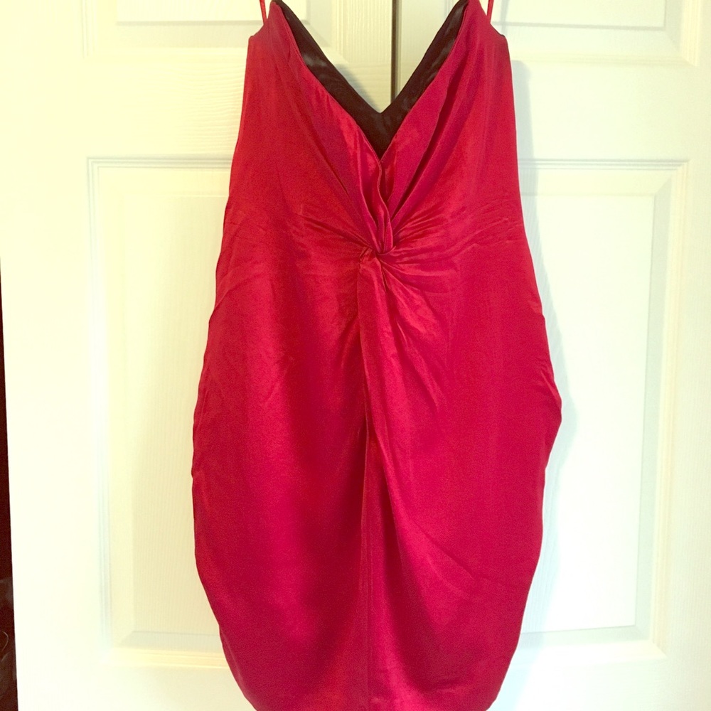 Reiss red silk strapless dress