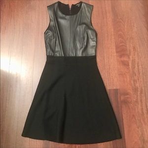 Theory lambskin leather and wool A-line dress sz 2