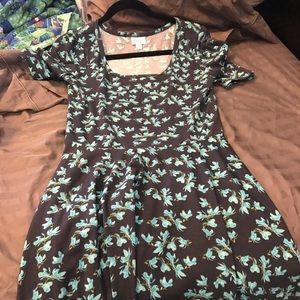 Nicole A-line dress with blue birds