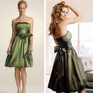 Olive green formal cocktail dress