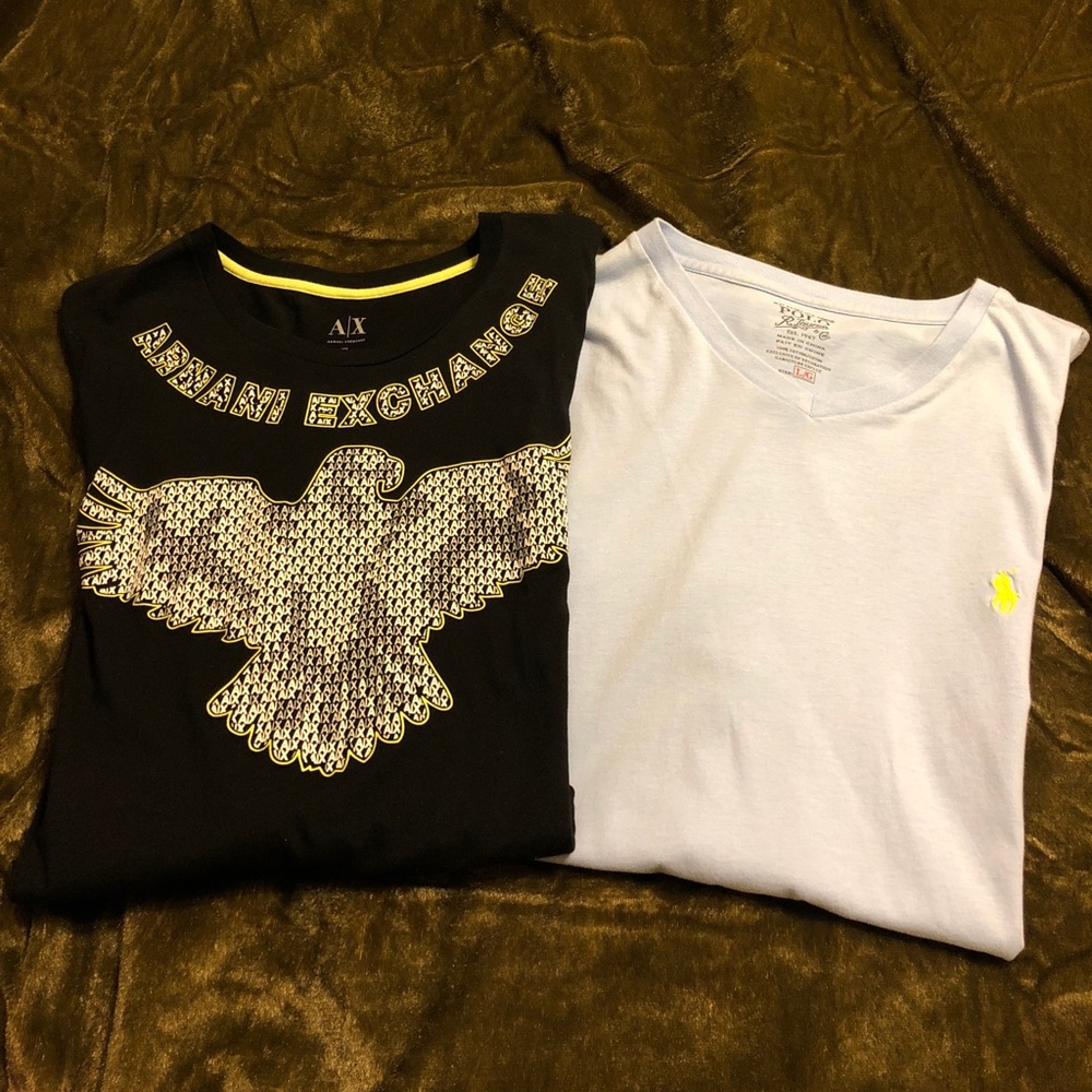 Both incled. Armani Exchange and 1 R.Lauren T shrt