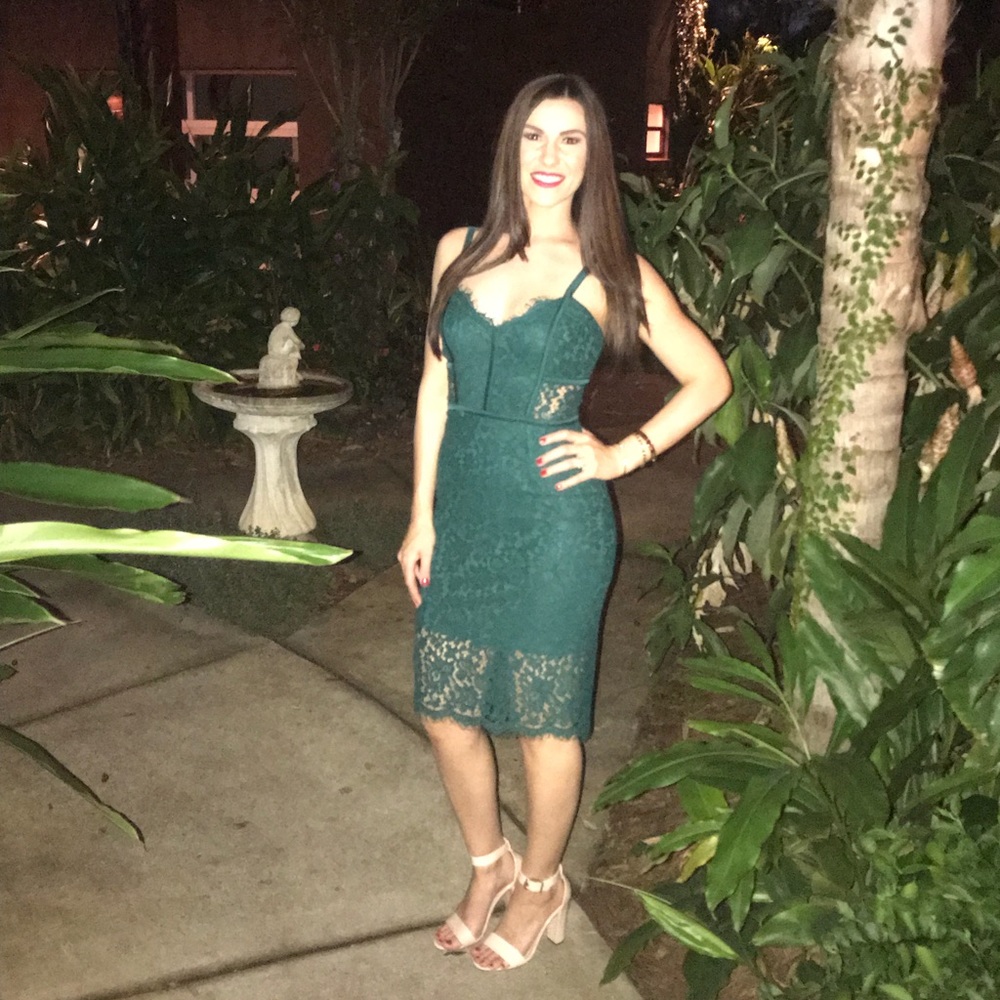 Emerald green knee length dress