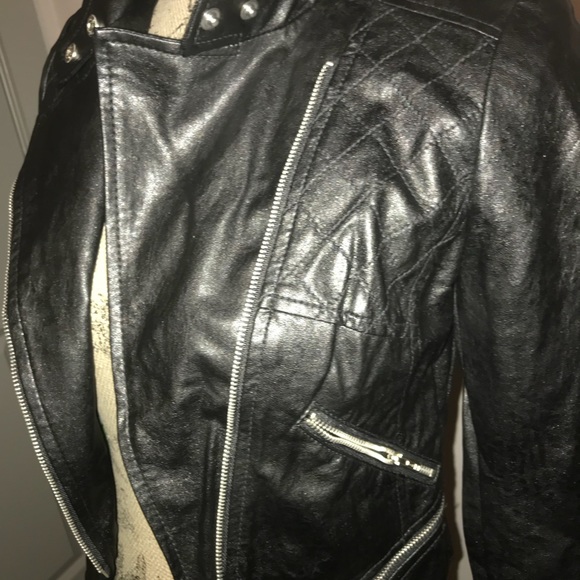 L’Amour Nanette Lepore Faux Leather Black Jacket S - Picture 3 of 5